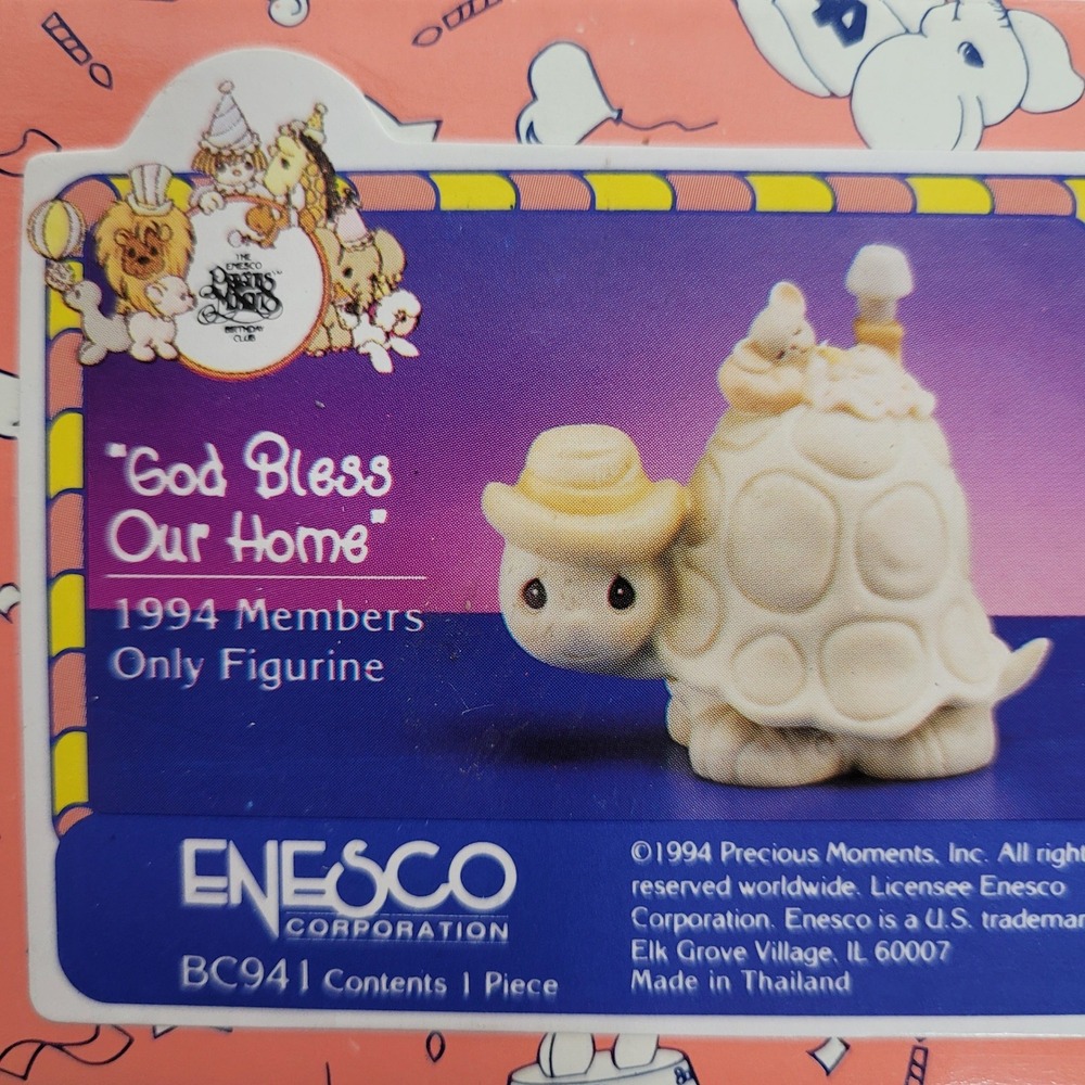 Precious Moments God Bless Our Home 1994 Members Only Turtle Figurine BC941